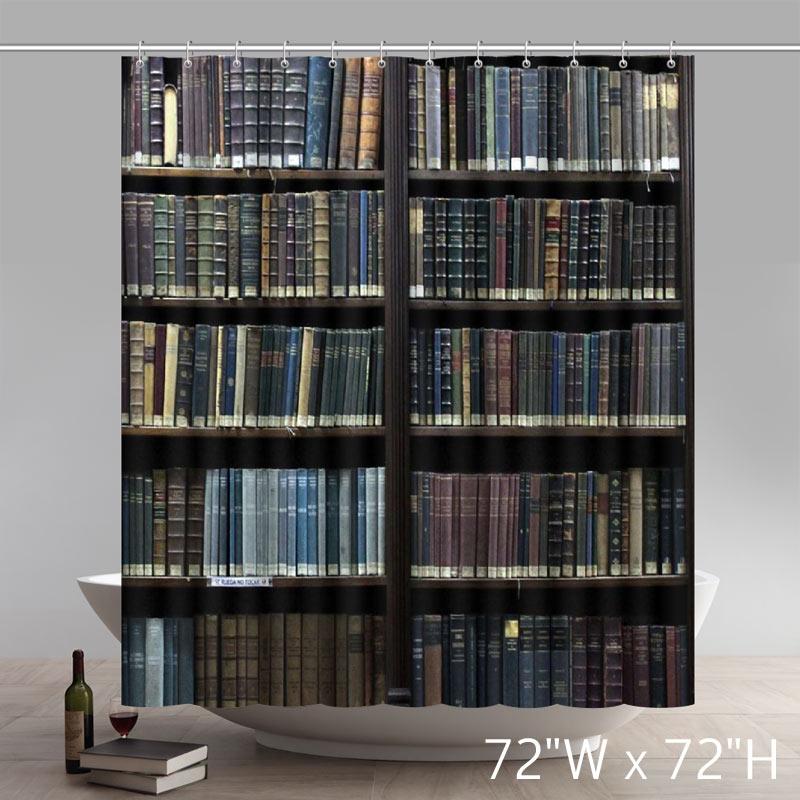 Funny Print Book Shelf 100% polyester shower curtains