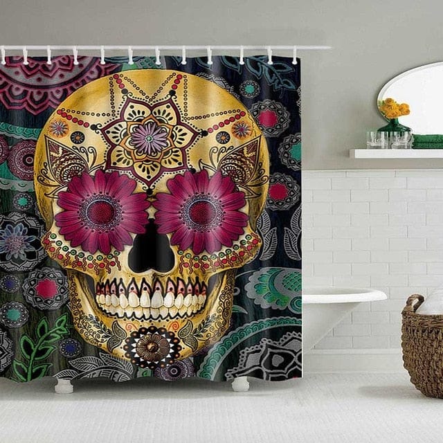 Skull Design Custom Waterproof Bathroom Curtain
