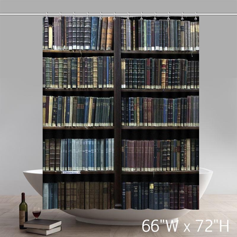 Funny Print Book Shelf 100% polyester shower curtains