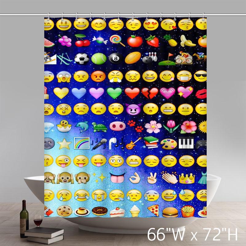 Funny Emojis 100% Polyester Waterproof Shower curtain